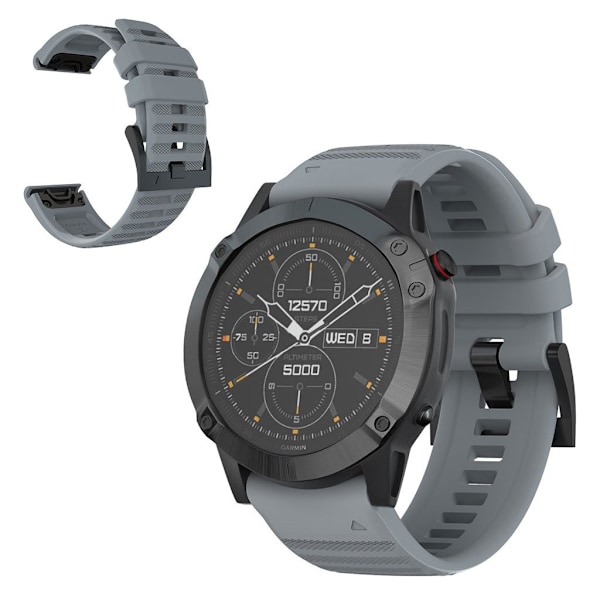 Garmin Fenix 6X Pro / 6X silikoneurrem - Grå Silver grey