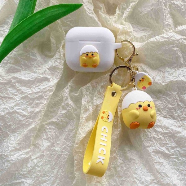AirPods 3 cute dinosaur figure protective case - White / Yellow White