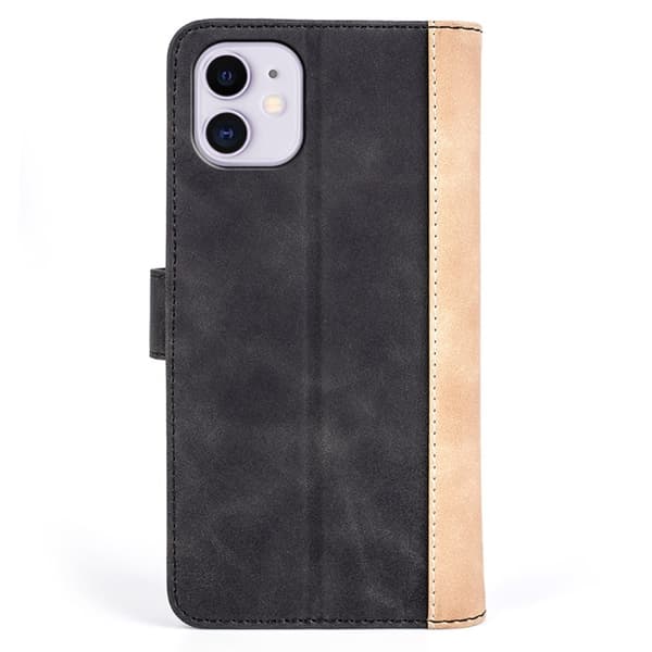 Tofarget lærdeksel for iPhone 11 - Svart Black