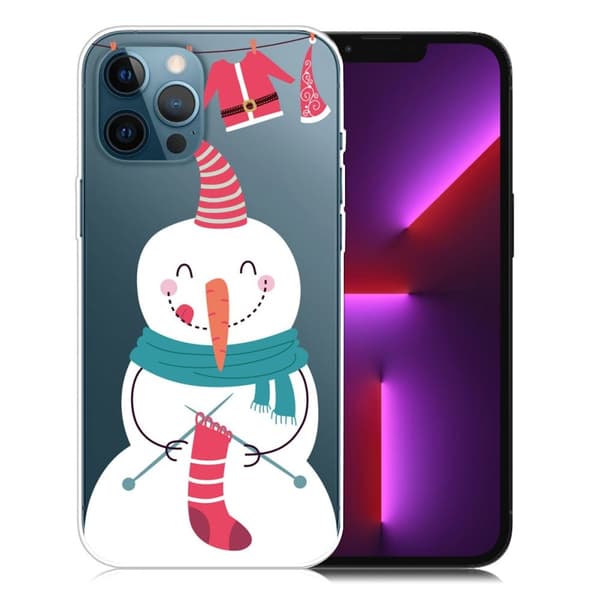 Juleveske til iPhone 13 Pro - Snømann Strikker Sokk Multicolor