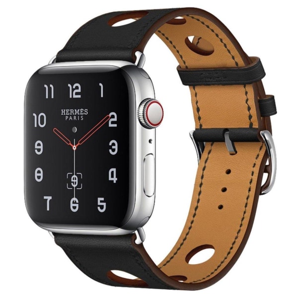 Apple Watch Series 4 40mm genuine leather three holes watch band Svart