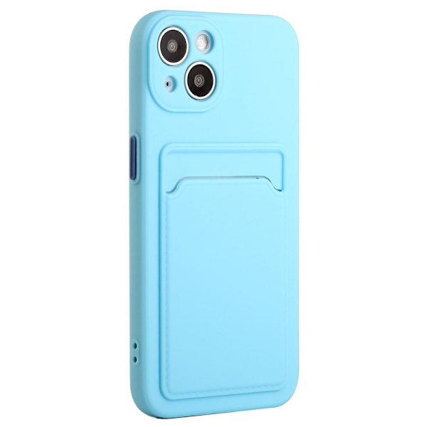 Deksel med Kortholder til iPhone 15 Plus - Himmelblå Blue