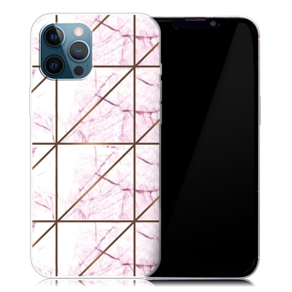 Marble iPhone 13 Pro Max Suojakotelo - White In Square Strike Marble Multicolor