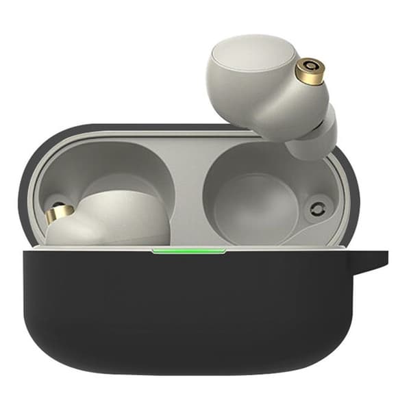 Sony WF-1000XM4 silikonikotelo karabiinilla - Musta Black