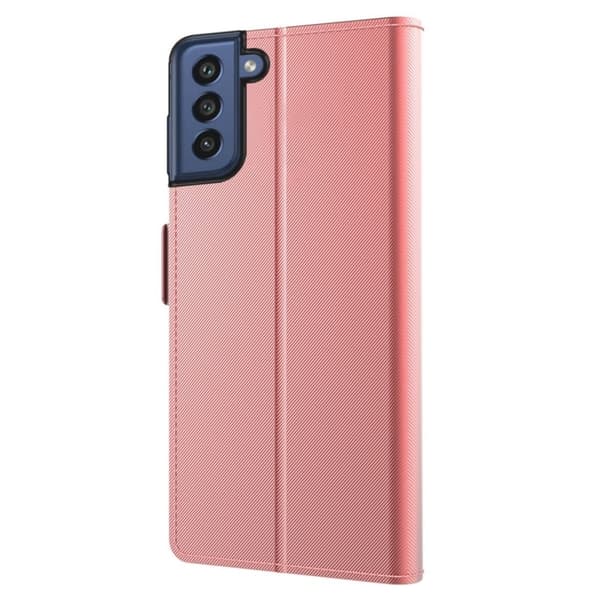 Phone Etui med Make-up Mirror og Slick Design til Samsung Galaxy S21 FE - Rose Gull Pink