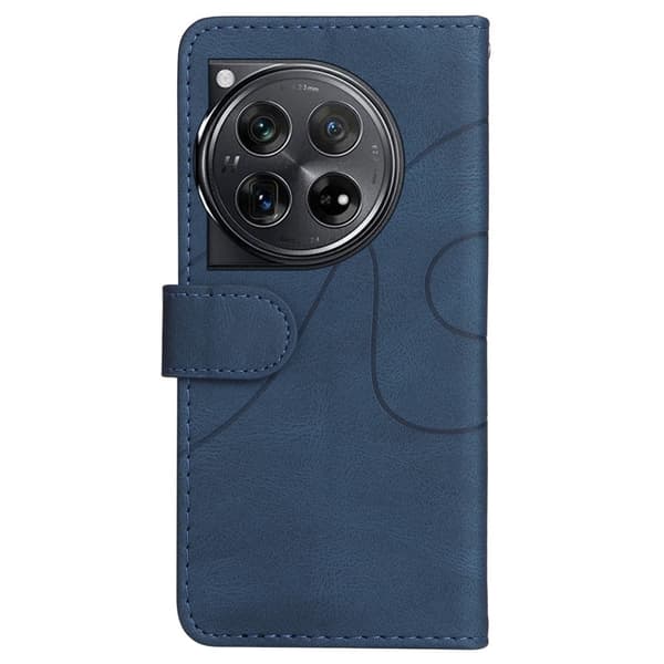 Teksturert læretui med stropp for OnePlus 12R - Blå Blue