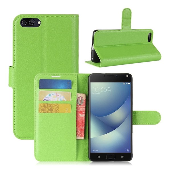 Asus Zenfone 4 Max 5.2 (ZC520KL) litchi tekstur PU læder flip etui - Grøn Green