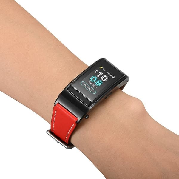 Huawei TalkBand B5 / B3 / B2 Active viileä aitoa nahkaa oleva kellonauha - Punainen Red