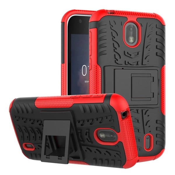 Nokia 1 halkskyddsfodral med stativ - Röd Röd