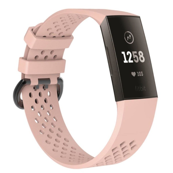 Fitbit Charge 3 sportigt ihåligt mjukt silikonplast armband med Rosa
