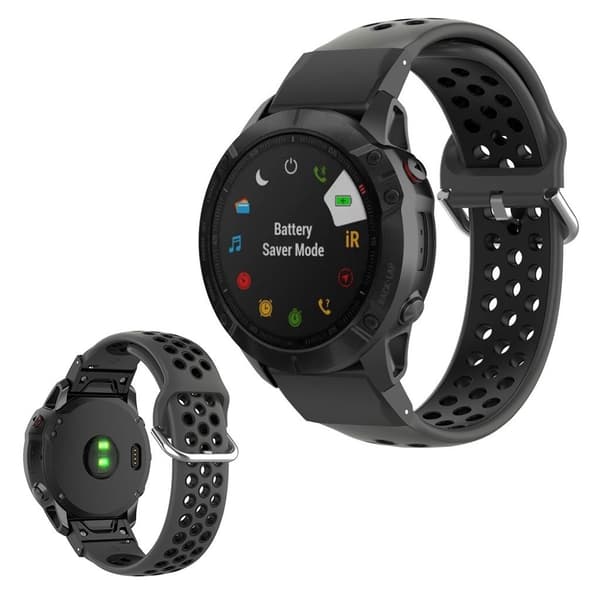 Garminin kellon kaksivärinen kellonauha - Musta Black