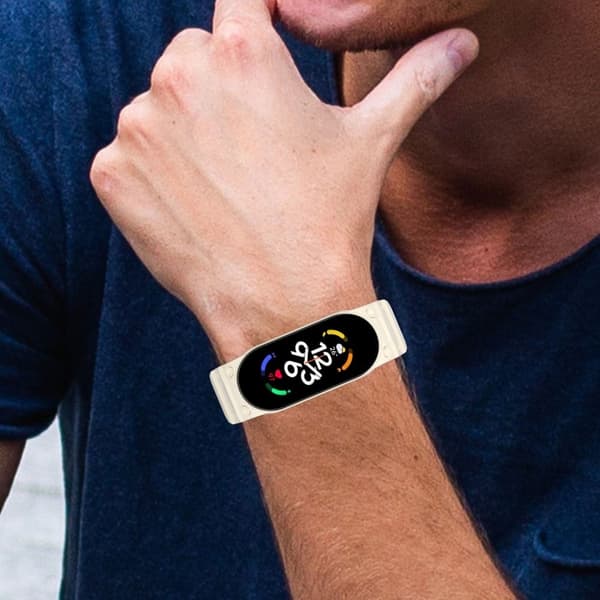 Xiaomi Mi Band 7 / 6 / 5 rem med skydd - Beige Silvergrå