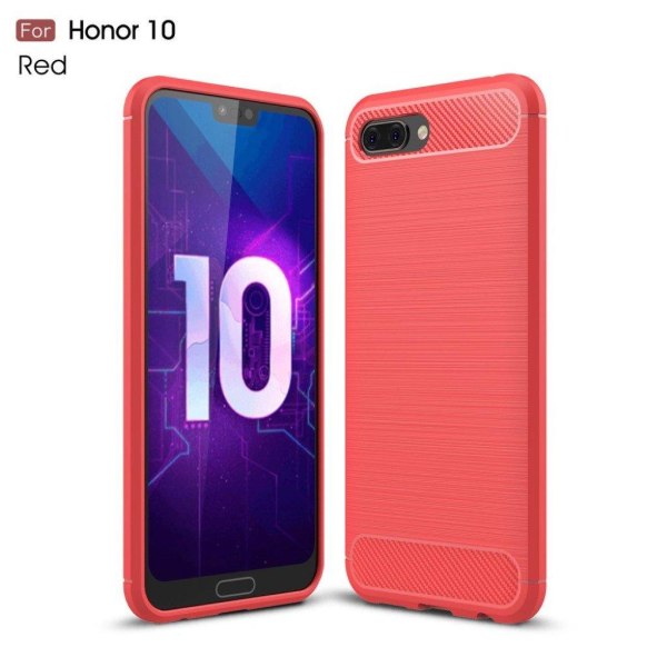 Huawei Honor 10 beskyttelsesetui i børstet silikone og plastik m Red