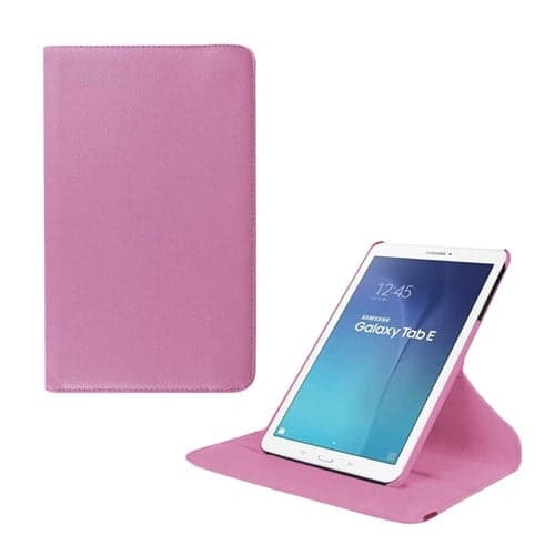 Jessen Samsung Galaxy Tab E 9.6 lær etui med roterende bak stativ.   Lys Rosa Pink