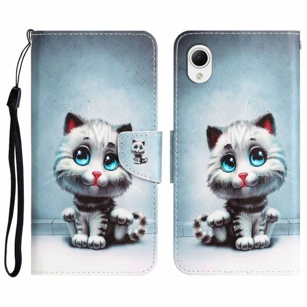 Wonderland Samsung Galaxy A23e Flip Etui - Blå Øjne Kat Blue