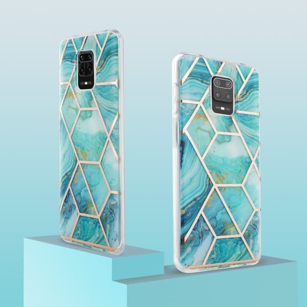 Marble Patterned Suojakuori With Ring Holder For Xiaomi Redmi Note 9 Pro Max / 9 Pro / 9s - Sininen Blue