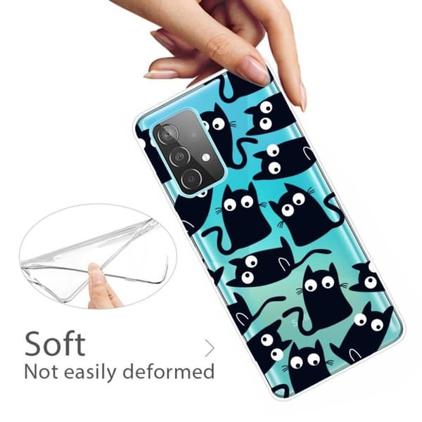 Deco Samsung Galaxy A52 5G etui - sorte katte Black