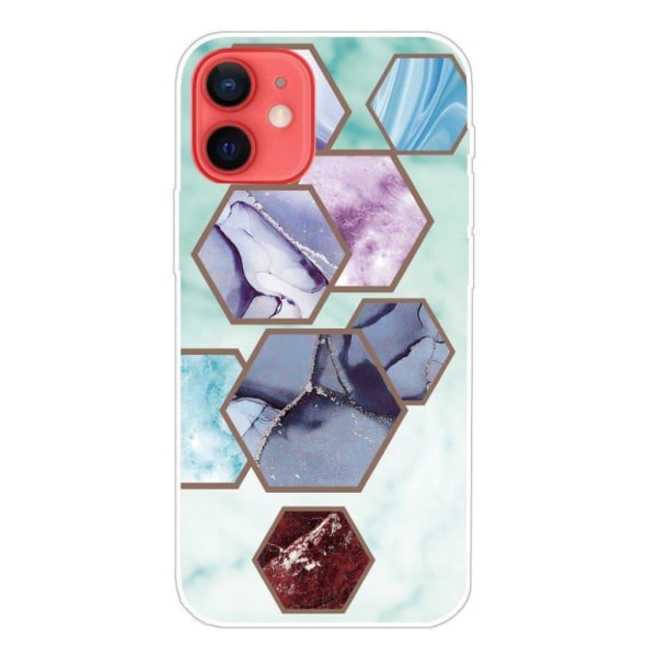 Marble design iPhone 12 Mini cover - Sekskantede Fragmenter I Himmelblå Blue