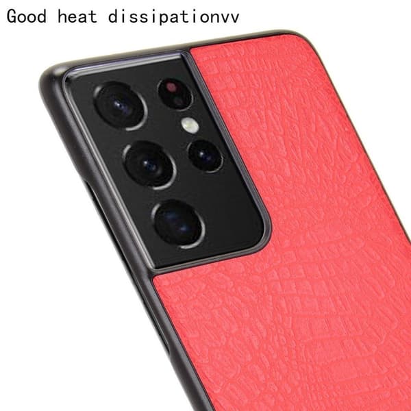 Croco case - Samsung Galaxy S21 Ultra - Rød Red