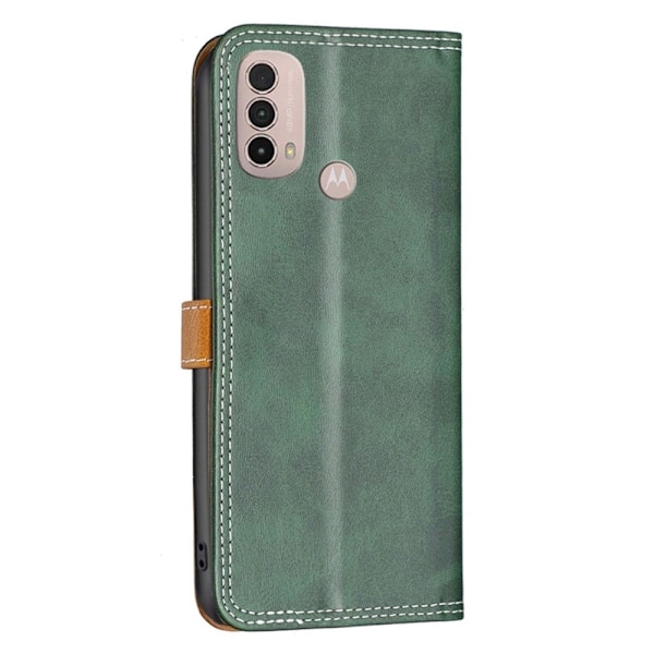 BINFEN to-farvet Motorola Moto E30 / Motorola Moto E40 læderetui - Grøn Green