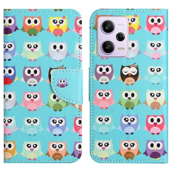 Wonderland Xiaomi Poco X5 Pro / Redmi Note 12 Pro / 12 Pro Speed Flippetui - Ugler Multicolor