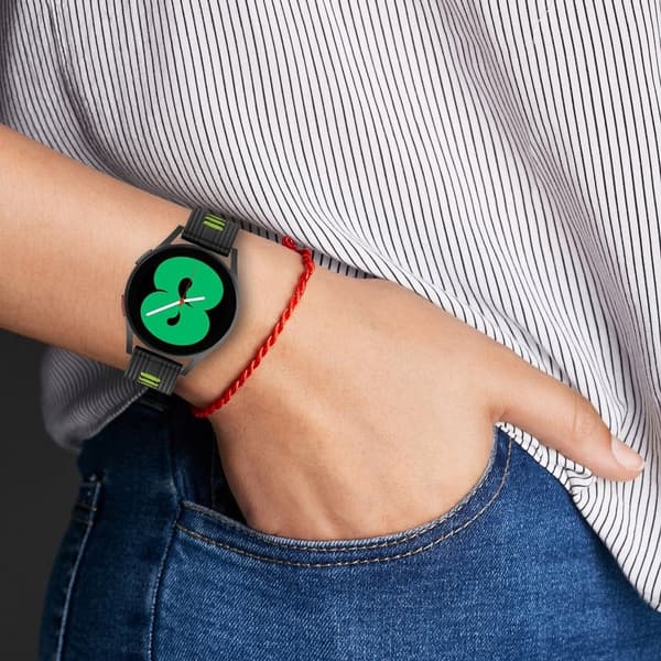 20mm Universal kaksivärinen silikoni ranneke - Musta / Lime Black