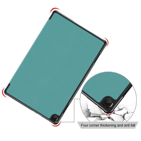 Tri-fold Leather Stand Case for Lenovo Tab M10 (Gen 3) - Blackis Green