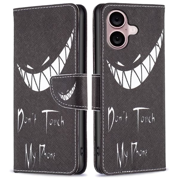 Wonderland iPhone 16 Plus flip etui - Rør Ikke Ved Min Telefon Black