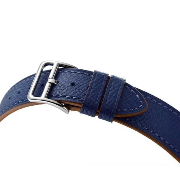 Apple Watch Series 5 44mm palm tekstur ægte læder Urrem - Blå Blue