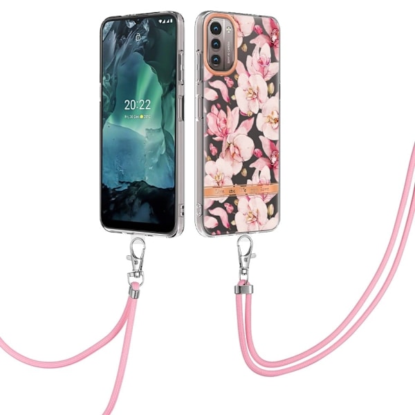Tunt och tåligt mjukfodral med nyckelband för Nokia G11 / G21 - Hc005 Rosa Gardenia Rosa