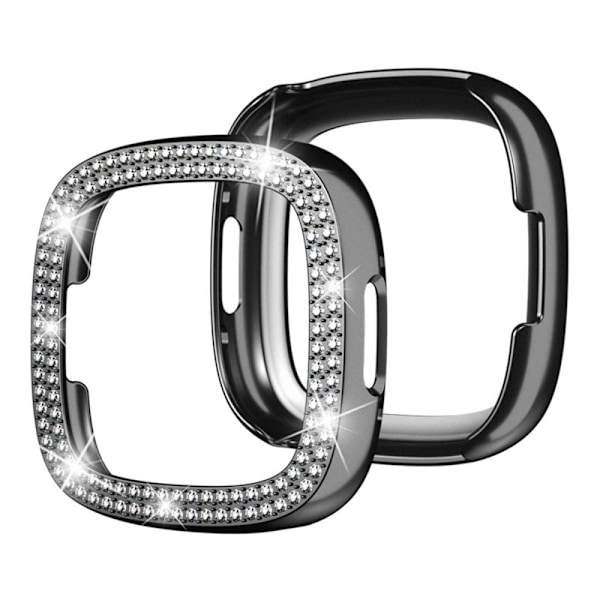 Fitbit Sense 2 / Versa 4 elegant strassdekorationsskydd - Svart Svart