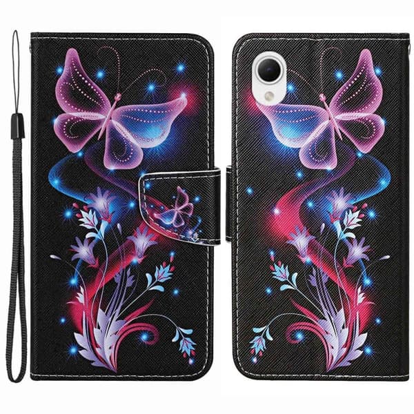 Wonderland Samsung Galaxy A23e Flippetui - Fluorescent Sommerfugler Multicolor
