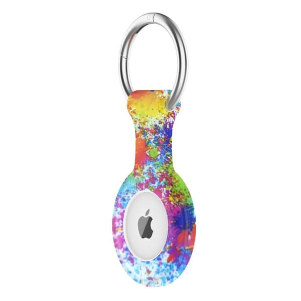 AirTags cover med silikonemønster og nøglering - Malet Multicolor