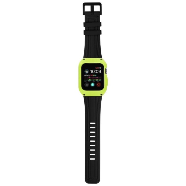 Apple Watch Series 5 44 mm klockarmband i silikon - Svart / Grön Svart