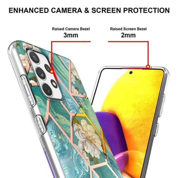Marble Samsung Galaxy A72 5G Suojakotelo - Vihreä Marble / Flower Green