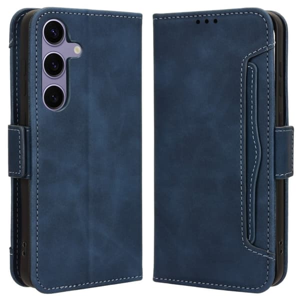 Moderne Samsung Galaxy S24 FE læderetui med pung - Blå Blue