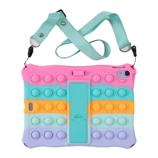Beskyttende tablet etui iPad 10.9 (2022), Fidget sensorisk silikone boble angst stress reliever legetøj skridsikker tekstur tablet cover med fold kick Multicolor