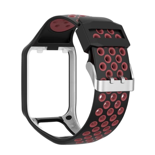 TomTom Runner 2/3 / Multi-Sport tofarvet silikoneurrem - sort / rød Black