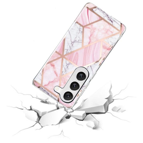 Deco Samsung Galaxy S23 Plus skal - Vitt Bråte / Rosa Rosa