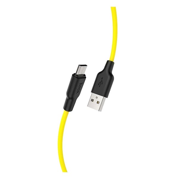 HOCO X21 Plus Silikoni latauskaapeli Micro - Musta Ja Keltainen Yellow
