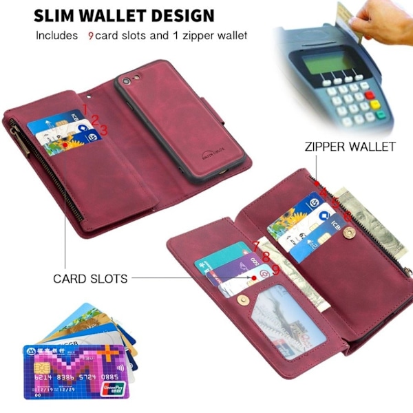 Premium Wallet iPhone SE 2020 etui - Rød Red