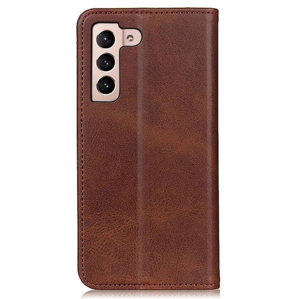 Flip Etui med Pung i Ægte Læder til Samsung Galaxy S23 - Kaffe Brown