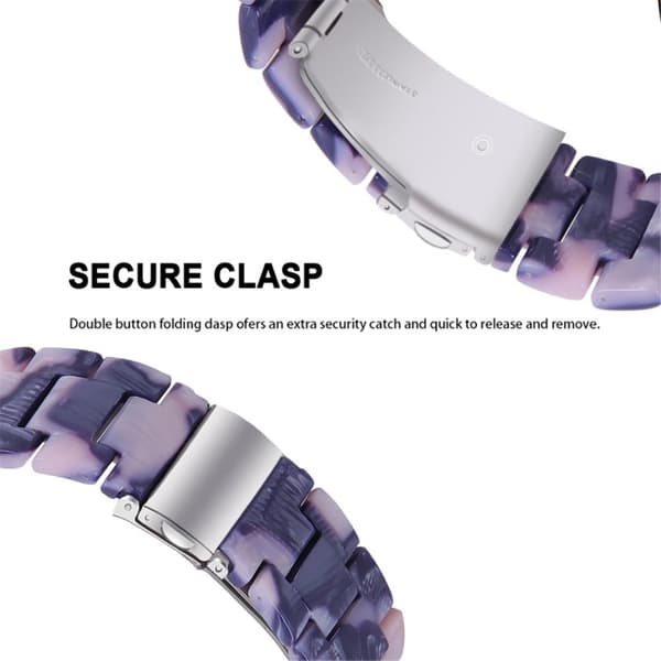 Fitbit Sense 2 / Versa 4 harpiksrem med metallspenne - Blekk Svart / Rosa Purple