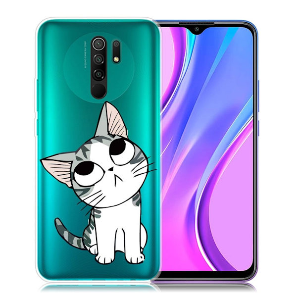 Deco Xiaomi Redmi 9 Etui - Søt Katt White