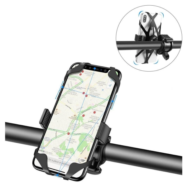 RAXFLY bicycle handlebar phone holder + silicone strap for 56-85 Svart
