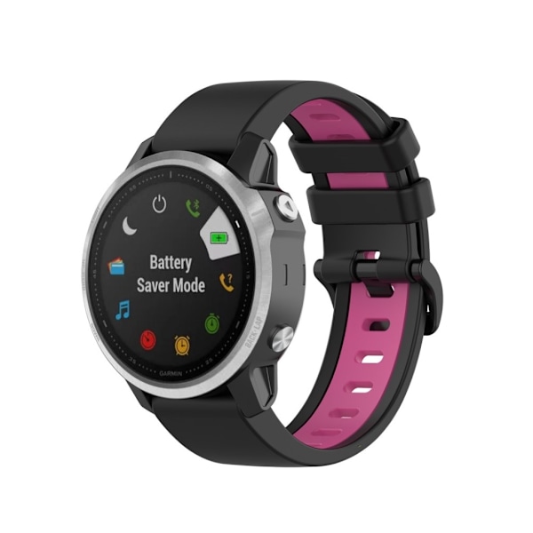 Garmin Fenix 6S / 5S tofarvet silikone-urrem - Sort / Rose Black