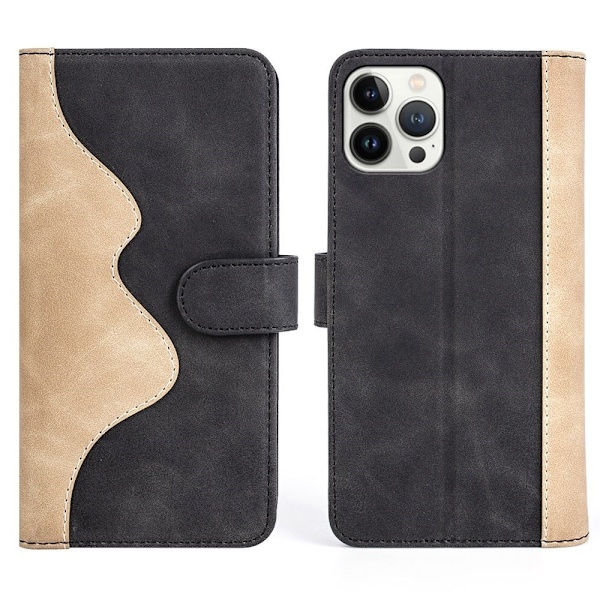 To-farvet iPhone 13 Pro læderetui - Sort Black