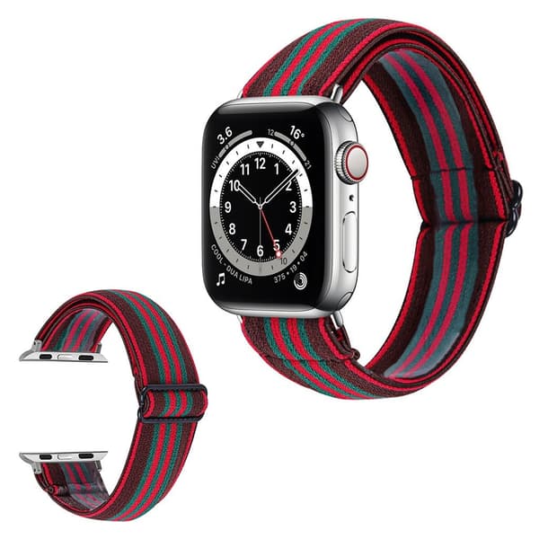 Apple Watch 42mm - 44mm elastisk urrem med stilfuldt mønster - Grøn / Grøn Multicolor
