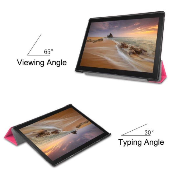 Lenovo Tab E10 tri-fold nahkainen flip suojakotelo - Rose Pink