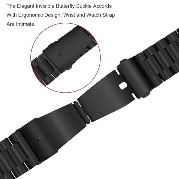 20 mm JLT urrem med tre perler i rustfrit stål til Samsung Galaxy Watch 4 - Sort Black